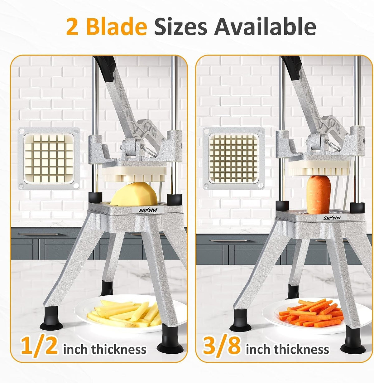 Commercial French Fry Cutter with Replaceable Blades - Aluminum