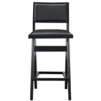 Black Bar Stools Set of 2 with Full Back Support - PU Leather