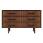 Brown 6-Drawer Dresser with Walnut Finish – Solid Wood