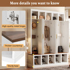 Farmhouse Entryway Storage Cabinet with Shoe Rack & Display Cubbies