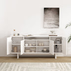 Sideboard With Adjustable Shelves and Soft Close Doors - White, Light Brown, Green