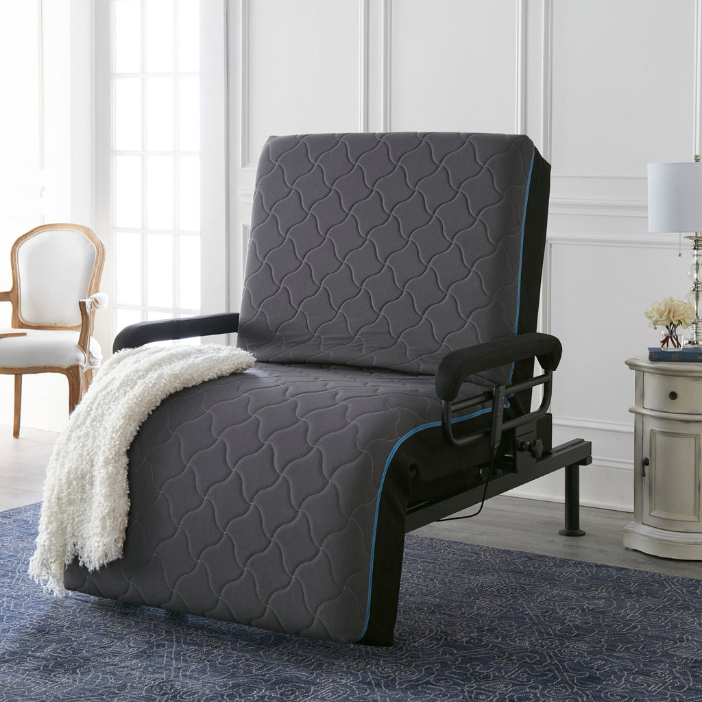 Adjustable Sleep To Stand Bed with Lift Assist and Memory Foam Mattress - Dark Gray