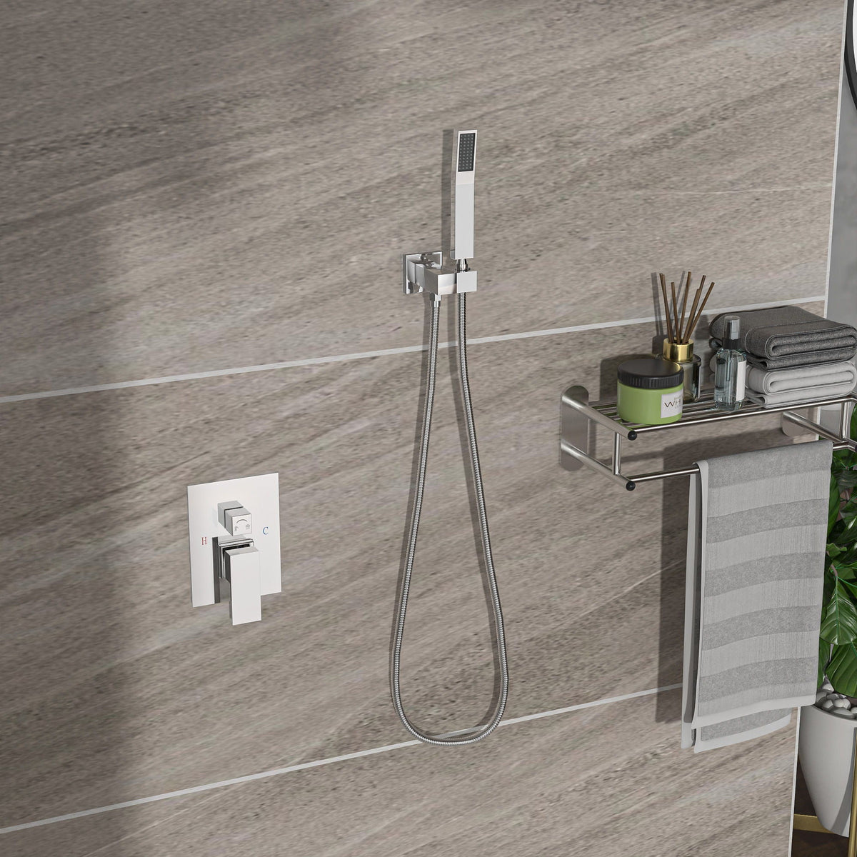 Modern Dual Shower Head System with 16" Ceiling Mount - Multiple Finishes
