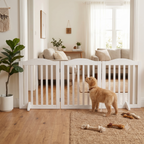 Wooden Freestanding Foldable Pet Gate with Solid Wood Construction - 24 Inch
