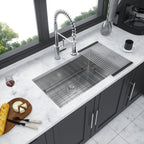 Gray Undermount Steel Kitchen Sink with Deep Single Bowl Basin