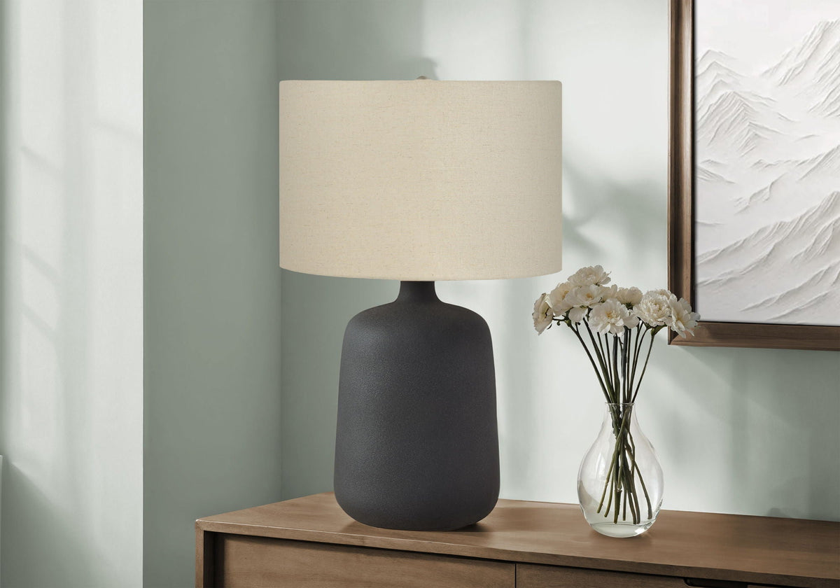 Contemporary Black Ceramic Table Lamp with 3-Way Lighting - Black