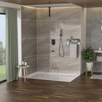 Modern Shower System with Waterfall Tub Spout - Black or Gray