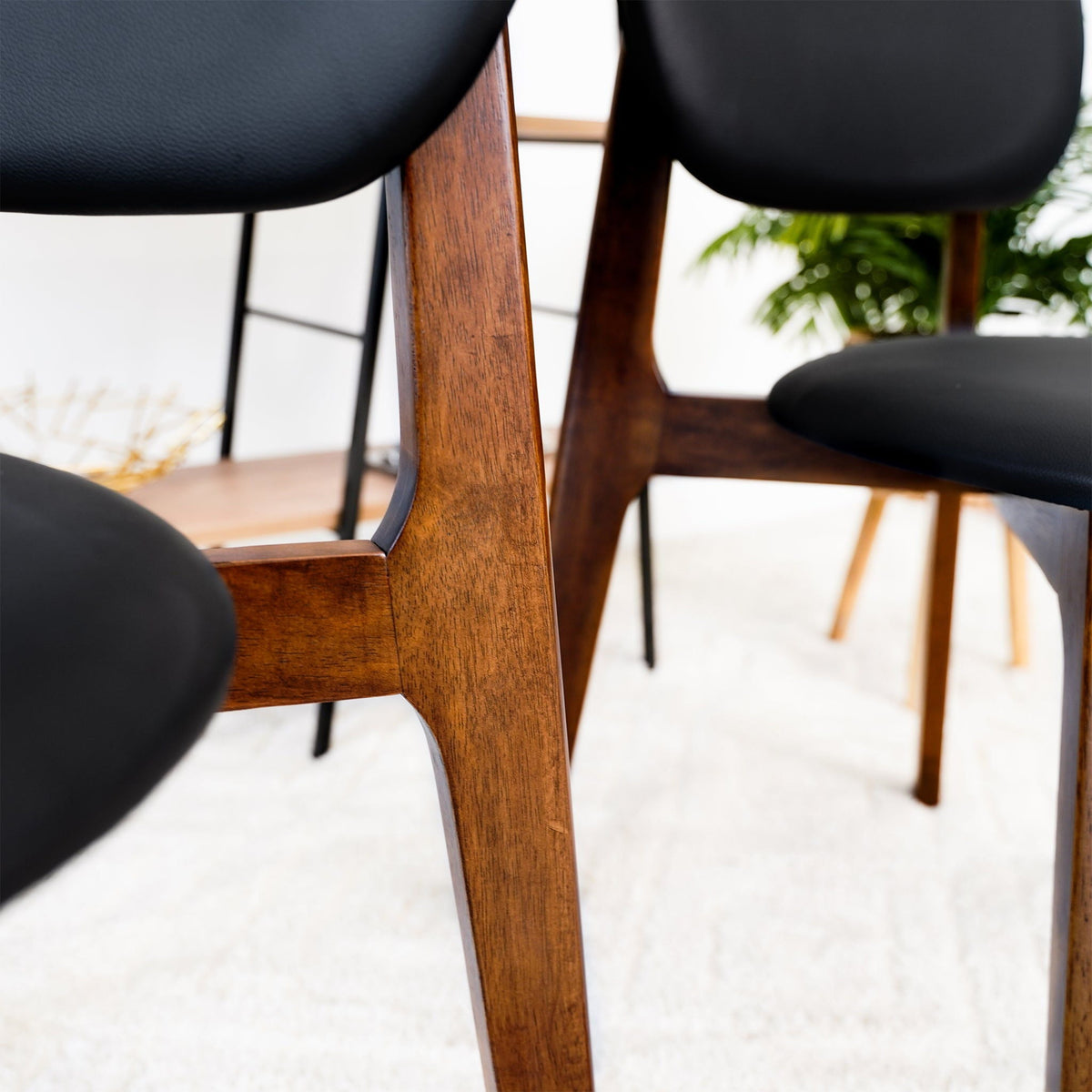 Kelsey Stylish Dining Chair Set of 2 with Solid Wood Construction - Black or Light Brown