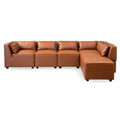 Modular Sofa with Vegan Leather Upholstery - Cognac