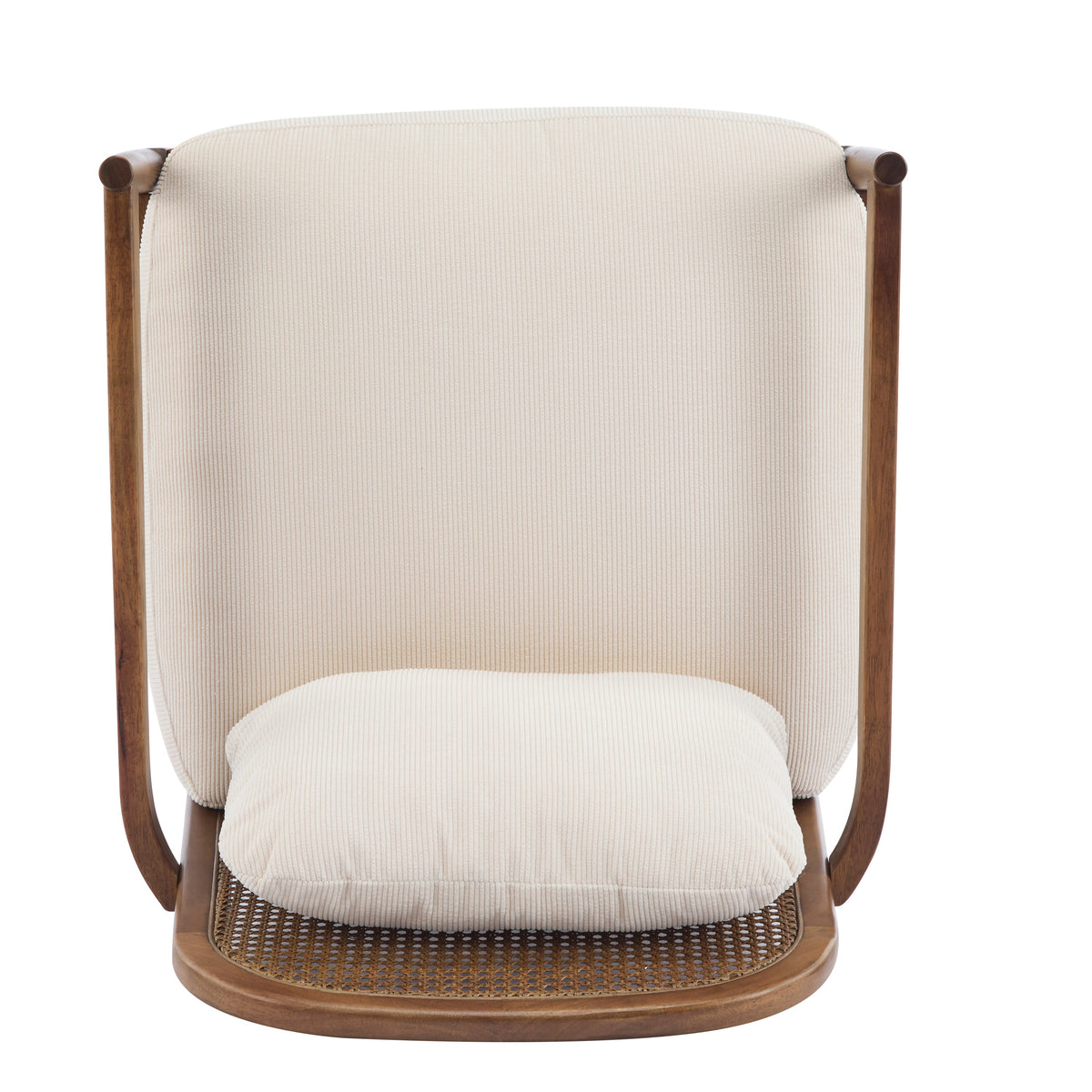Mid-Century Modern Accent Chairs with Solid Wood & Rattan Back - Set of 2