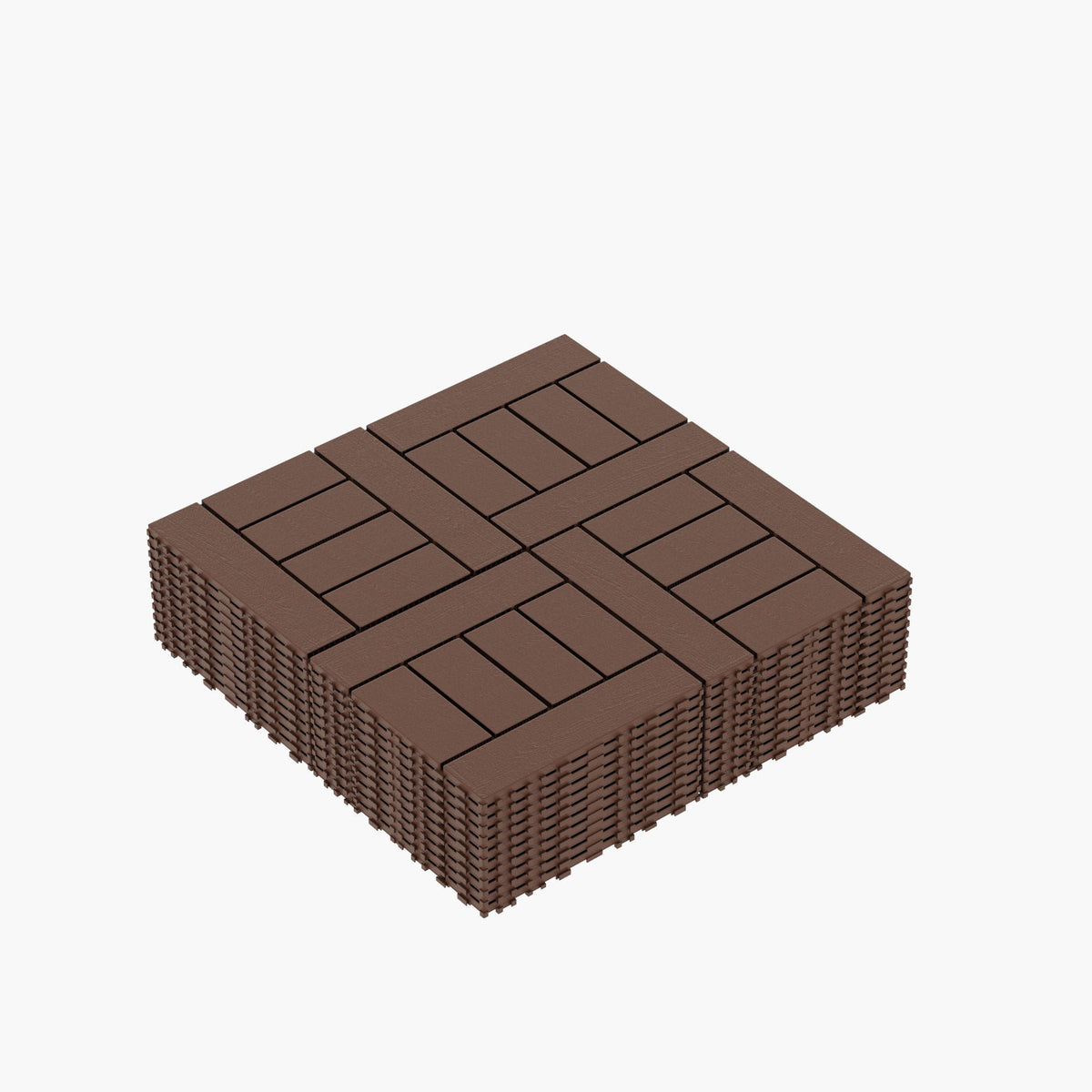 H Style Interlocking Deck Tiles with Anti-Slip Design - Dark Gray or Dark Brown