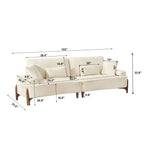 Deep Seated Fabric Stationary Sofa with Plush Pillows - Beige, Green, or Red