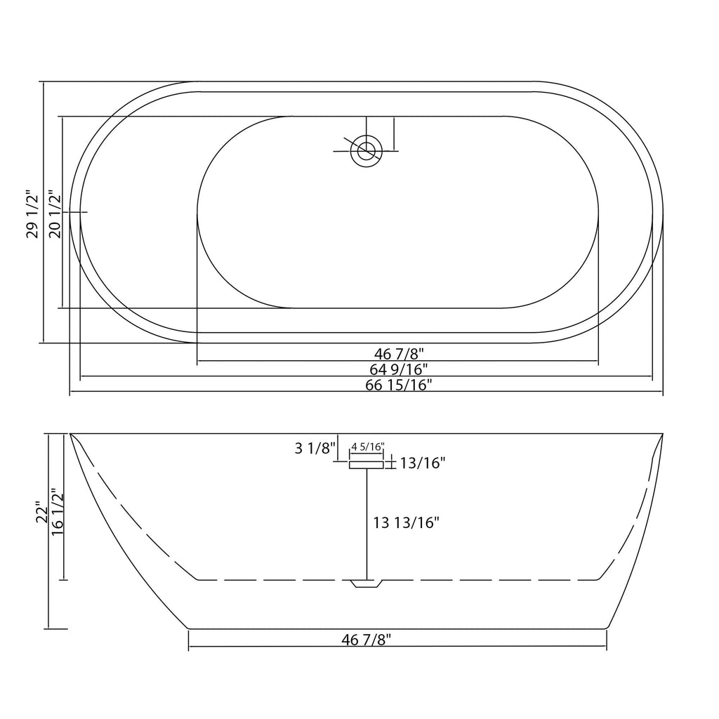 Glossy Freestanding Bathtub with Pop Up Drain - White