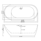 Glossy Freestanding Bathtub with Pop Up Drain - White