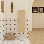 Tall Floating Bathroom Side Cabinet with Adjustable Shelving - Light Oak