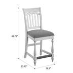 Slat Back Barstools Set of 2 with Coastal Design - Gray