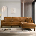 Light Brown Sectional Sofa with Top-Grain Leather - Right Arm Facing