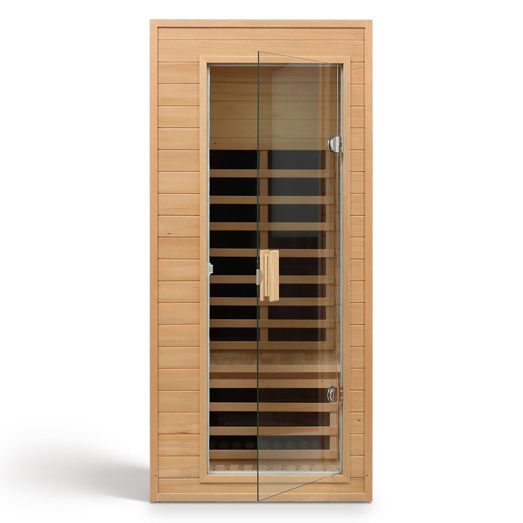 Hemlock Far Infrared Roof Embedded Indoor Sauna Room with LCD Controls - Light Brown