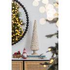 Fringes Embellished Cone with Wooden Base - Accessories
