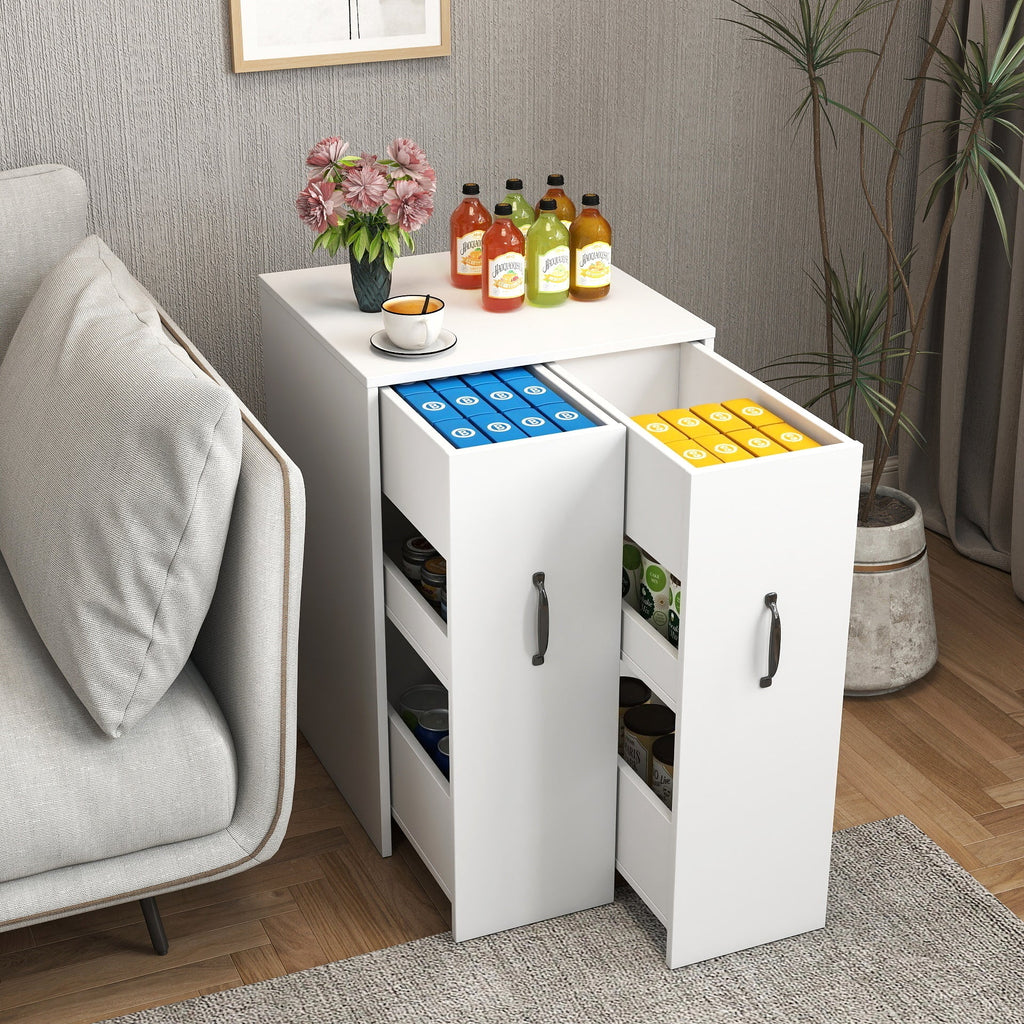 3 Tier Wooden Bookcase with Slide Out Drawer Storage - White