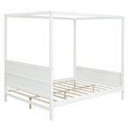 Canopy Platform Bed with Headboard and Footboard, Slat Support Leg - Queen