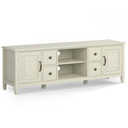 Wide Solid Wood TV Stand with Ample Storage - Dark Brown, White, Gray