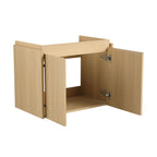 Modern Bathroom Vanity with Ceramic Basin and Storage Cabinet - Light Brown, Black, or White
