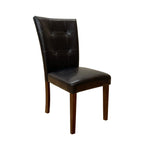 Synthetic Leather Side Chair Set with Button-Tufted Backrest - Brown / Walnut