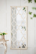 Distressed Floor Mirror with Full Body View - White