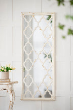 Distressed Floor Mirror with Full Body View - White