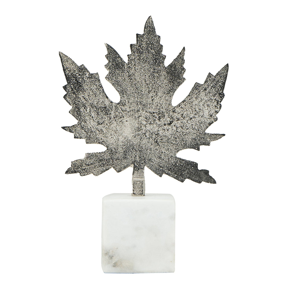 Aluminum Leaf Sculpture with Marble Base