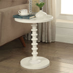 Round Accent Table with Pedestal Base - White or Dark Brown