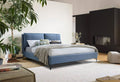 Fully Upholstered Bed with Large Pillowed Headboard - Light Blue or Light Brown