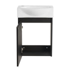 Modern Bathroom Vanity with Ceramic Basin and Storage Cabinet - Light Brown, Black, or White