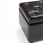 Coffee Brown Storage Ottoman with Safety Hinge - Tufted Detail