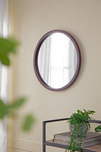 Circle Wall Mirror with Wooden Frame - Black, Light Brown, Dark Brown
