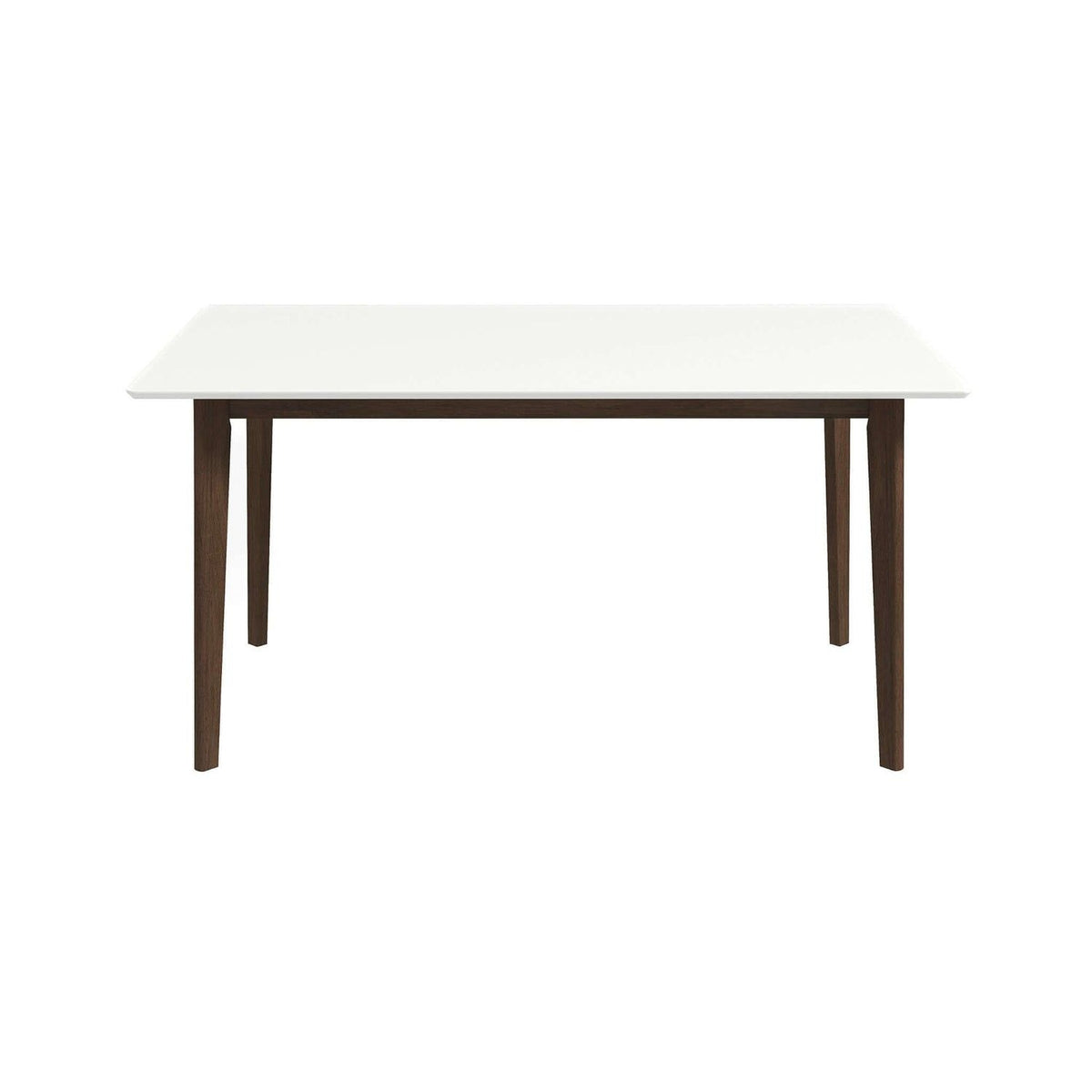 Mid-Century Modern Solid Wood Dining Table with Beveled Edges - Dark Brown or White