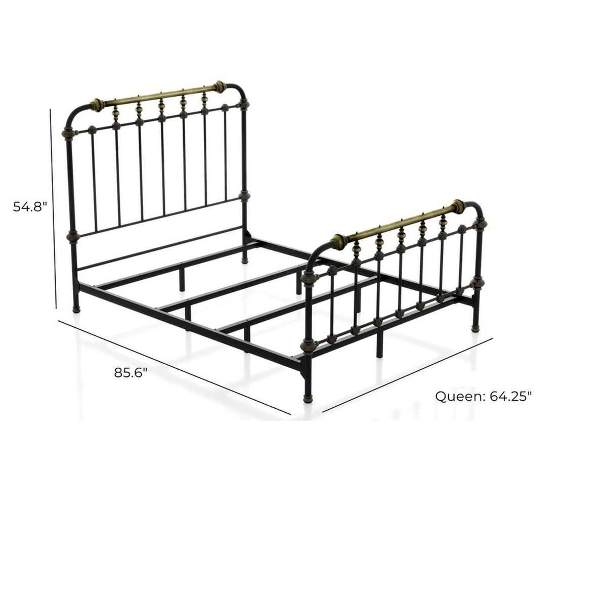Transitional Style Metal Panel Bed with Hand-Brushed Accents - Black