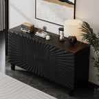 59'' Modern Buffet Sideboard with Sunburst Doors - Black