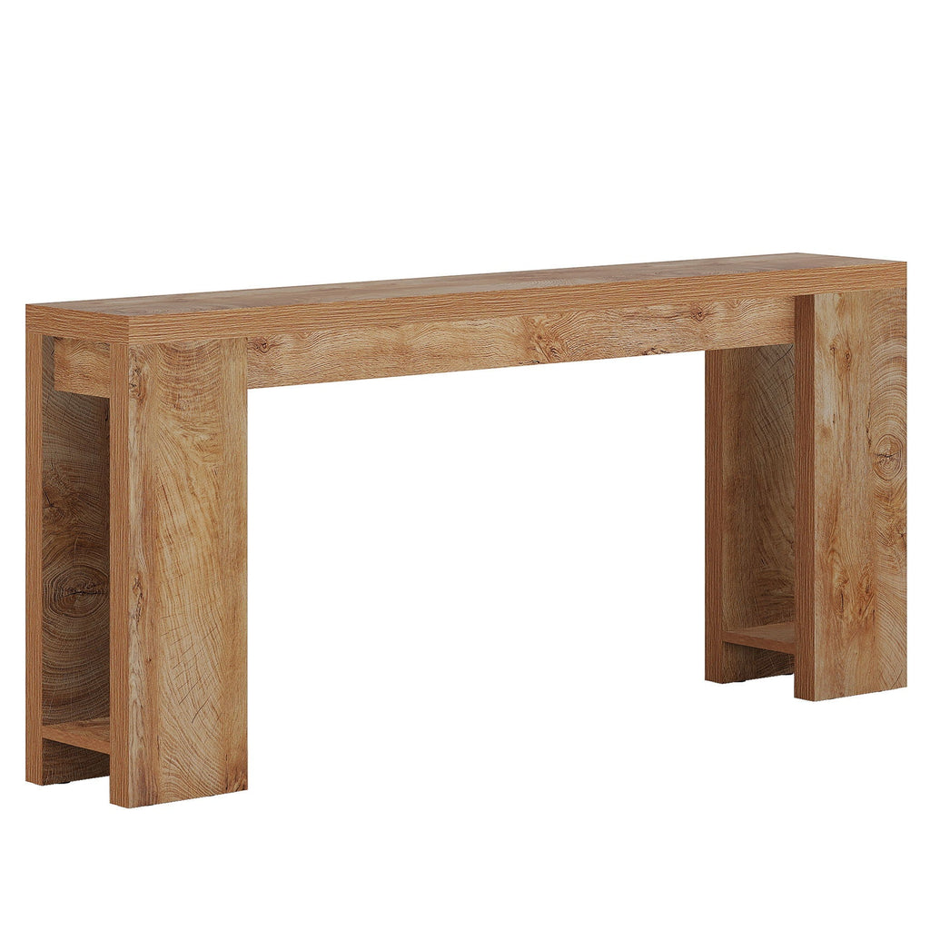 Extra Long Farmhouse Console Table with Solid Wood Construction - Light Brown or Dark Gray