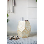 Hexagonal Capiz End Table with Contemporary Design - Cream Yellow
