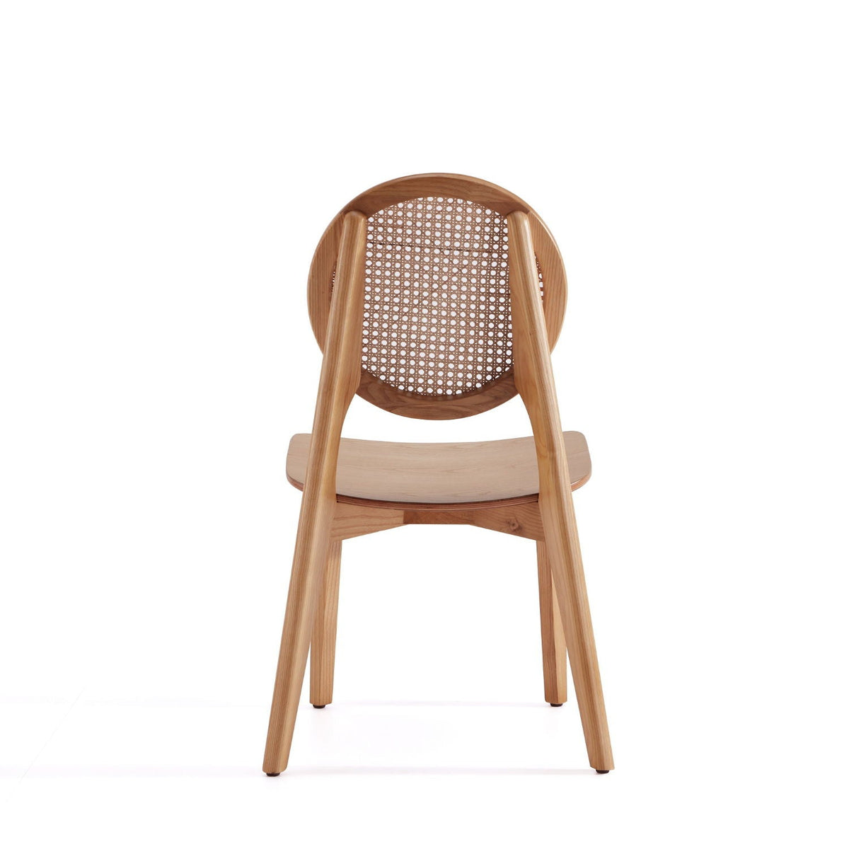 Rattan Cane Backrest Dining Chair Set with Solid Wood Frame - Black or Light Brown