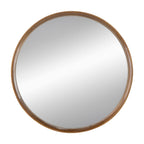 Round Wood Wall Mirror with Durable Fir Frame - Light Brown
