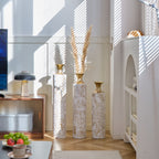 White / Gold Metal Floor Vases Set of 3 with Durable Modern Design