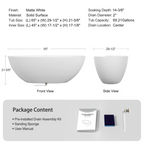 65" Freestanding Solid Surface Bathtub with Pop-Up Drain - Matte White