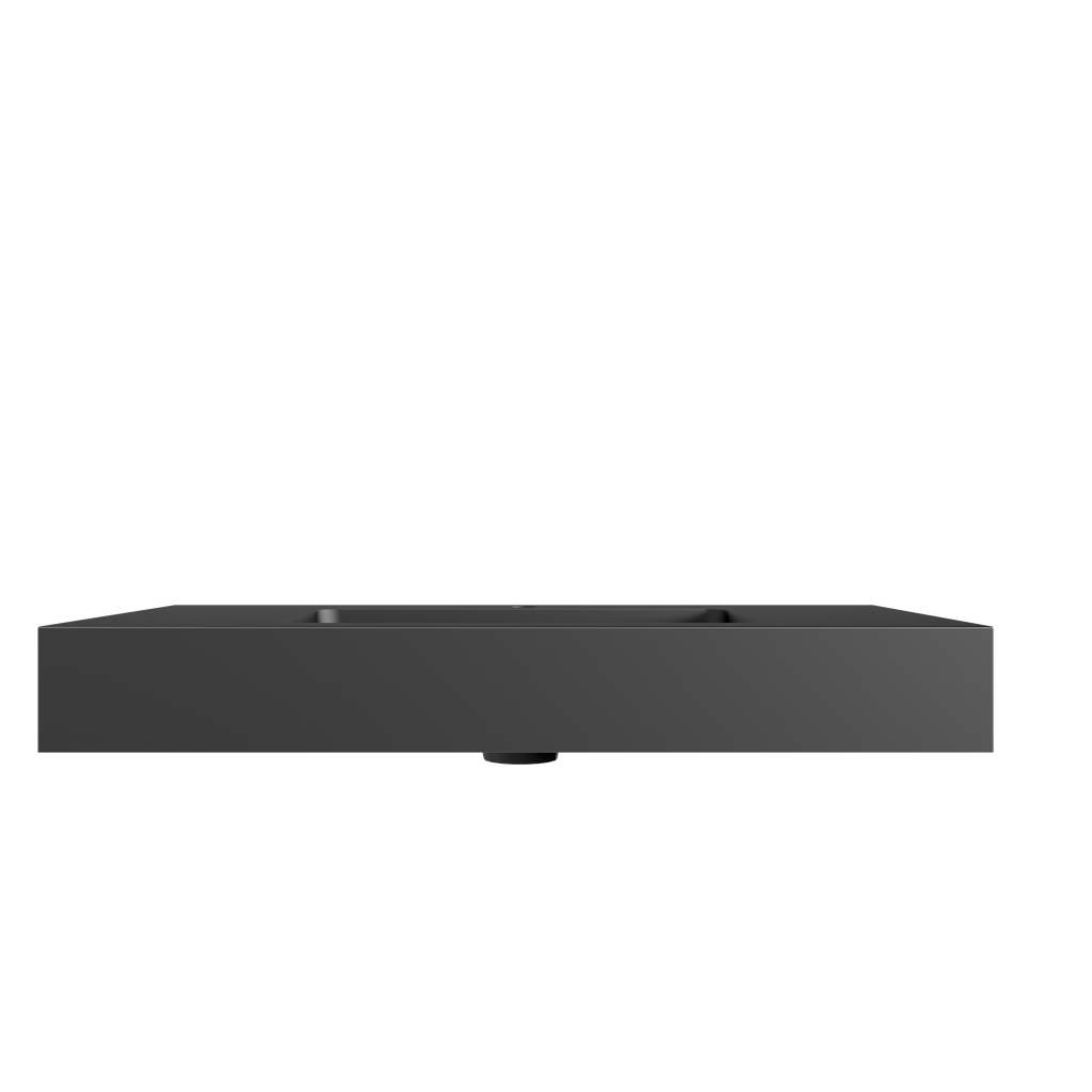 Matte Black Integrated Solid Surface Basin with Built-in Overflow - Matt Black