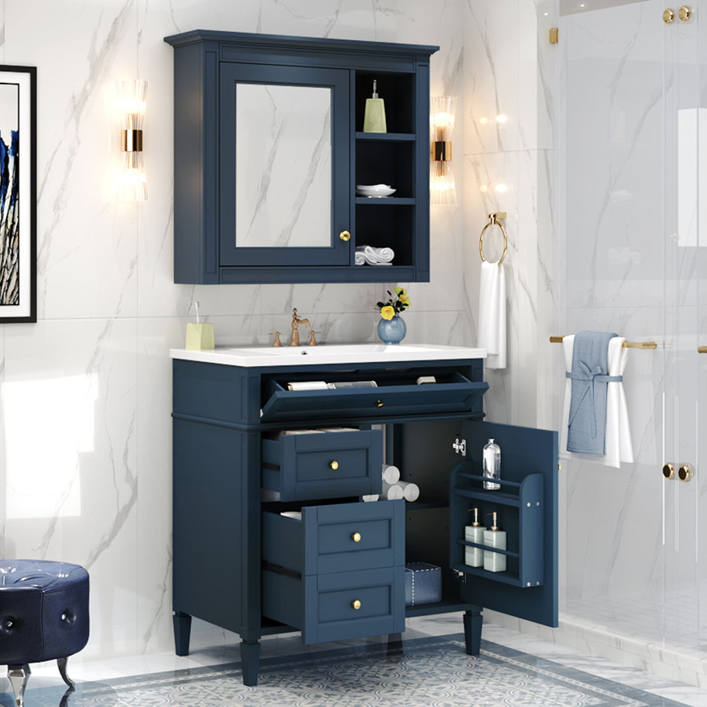 Bathroom Vanity with Medicine Cabinet and Storage - Multiple Colors