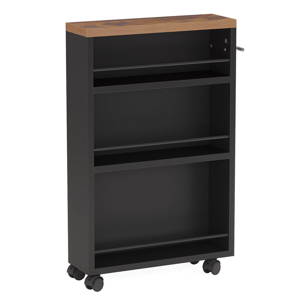 4 Tier Narrow Rolling Kitchen Slim Storage Cart with Locking Wheels – Black or White