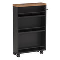 4 Tier Narrow Rolling Kitchen Slim Storage Cart with Locking Wheels – Black or White