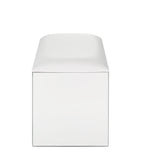 Nysa Rectangular Armless Stool with Mirrored Glass Base - Faux Leather